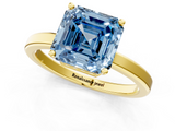 Yellow gold Fancy Blue Asscher  Cut Solitaire Engagement Ring with Four-Prong Setting on a Classic Band_1
