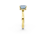 Yellow gold Fancy Blue Asscher  Cut Solitaire Engagement Ring with Four-Prong Setting on a Classic Band_2