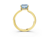 Yellow gold Fancy Blue Asscher  Cut Solitaire Engagement Ring with Four-Prong Setting on a Classic Band_3
