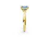 Yellow gold Fancy Blue Asscher  Cut Solitaire Engagement Ring with Tapered Band and Four-Prong Setting 2