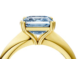 Yellow gold Fancy Blue Asscher  Cut Solitaire Engagement Ring with Tapered Band and Four-Prong Setting 4