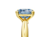 Yellow gold Fancy Blue Asscher  Cut Solitaire Engagement Ring with Tapered Band and Four-Prong Setting 5