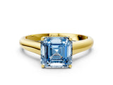 Yellow gold Fancy Blue Asscher Cut Solitaire Engagement Ring with Tapered Band and Four-Prong Setting_3