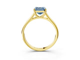 Yellow gold Fancy Blue Asscher Cut Solitaire Engagement Ring with Tapered Band and Four-Prong Setting_6