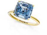 Yellow gold Fancy Blue Asscher  Cut Solitaire Engagement Ring with Thin Band and Four-Prong Setting_4
