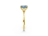 Yellow gold Fancy Blue Asscher  Cut Solitaire Engagement Ring with Thin Band and Four-Prong Setting_5