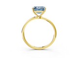Yellow gold Fancy Blue Asscher  Cut Solitaire Engagement Ring with Thin Band and Four-Prong Setting_6