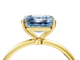 Yellow gold Fancy Blue Asscher  Cut Solitaire Engagement Ring with Thin Band and Four-Prong Setting_7