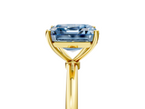 Yellow gold Fancy Blue Asscher  Cut Solitaire Engagement Ring with Thin Band and Four-Prong Setting_8
