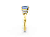 Yellow gold Fancy Blue Asscher  Cut Solitaire Floral Diamond Ring with Four-Prong Setting_14