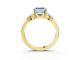 Yellow gold Fancy Blue Asscher  Cut Solitaire Floral Diamond Ring with Four-Prong Setting_32