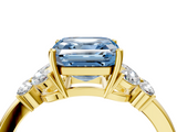 Yellow gold Fancy Blue Asscher  Cut Solitaire Floral Diamond Ring with Four-Prong Setting_33