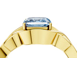 Yellow gold Fancy Blue Asscher Cut Solitaire Intertwined Band Prong Setting Ring_4