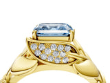 Yellow gold Fancy Blue Asscher Cut Solitaire Leaf-Inspired Engagement Ring with Prong Setting_16