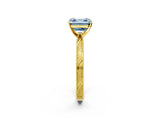 Yellow gold Fancy Blue Asscher Cut Solitaire Milgrain Engraved Band with Four-Prong Setting_2