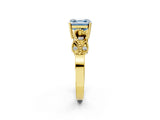 Yellow gold Fancy Blue Asscher Cut Solitaire Milgrain Leaf Band with Prong Setting_14