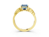 Yellow gold Fancy Blue Asscher Cut Solitaire Milgrain Leaf Band with Prong Setting_15