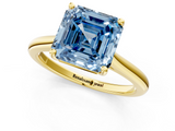 Yellow gold Fancy Blue Asscher  Cut Solitaire Ring with Cathedral Band and Four-Prong Setting_1
