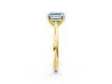 Yellow gold Fancy Blue Asscher  Cut Solitaire Ring with Cathedral Band and Four-Prong Setting_2