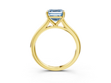 Yellow gold Fancy Blue Asscher  Cut Solitaire Ring with Cathedral Band and Four-Prong Setting_3