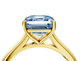 Yellow gold Fancy Blue Asscher  Cut Solitaire Ring with Cathedral Band and Four-Prong Setting_4