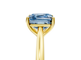 Yellow gold Fancy Blue Asscher  Cut Solitaire Ring with Cathedral Band and Four-Prong Setting_5