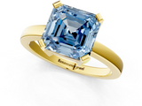 Yellow gold Fancy Blue Asscher  Cut Solitaire Ring with Four-Prong Setting and Classic Band_18