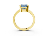 Yellow gold Fancy Blue Asscher  Cut Solitaire Ring with Four-Prong Setting and Classic Band_20