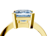 Yellow gold Fancy Blue Asscher  Cut Solitaire Ring with Four-Prong Setting and Classic Band_21