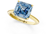 Yellow gold Fancy Blue Asscher  Cut Solitaire Ring with Four-Prong Setting on a Classic Band_1