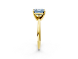 Yellow gold Fancy Blue Asscher  Cut Solitaire Ring with Four-Prong Setting on a Classic Band_2