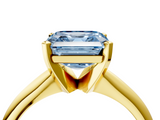 Yellow gold Fancy Blue Asscher  Cut Solitaire Ring with Four-Prong Setting on a Classic Band_4