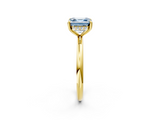 Yellow gold Fancy Blue Asscher  Cut Solitaire Ring with Thin Band and Four-Prong Setting_18