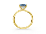 Yellow gold Fancy Blue Asscher  Cut Solitaire Ring with Thin Band and Four-Prong Setting_19