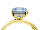 Yellow gold Fancy Blue Asscher  Cut Solitaire Ring with Thin Band and Four-Prong Setting_20
