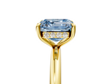 Yellow gold Fancy Blue Asscher  Cut Solitaire Ring with Thin Band and Four-Prong Setting_21
