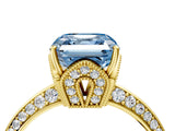 Yellow gold Fancy Blue Asscher Cut Solitaire Split Shank Pave Diamond Engagement Ring with Four-Prong Setting_4