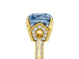 Yellow gold Fancy Blue Asscher Cut Solitaire Split Shank Pave Diamond Engagement Ring with Four-Prong Setting_5