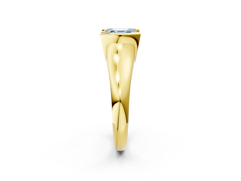 Yellow gold Fancy Blue Asscher Cut Solitaire Tension Set Diamond Ring with Split Shank Band_2