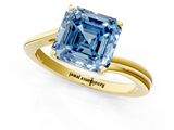 Yellow gold Fancy Blue Asscher  Cut Solitaire Twist Band Ring with Four-Prong Setting_19