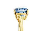 Yellow gold Fancy Blue Asscher  Cut Solitaire Twist Band Ring with Four-Prong Setting_23