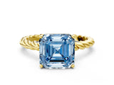 Yellow gold Fancy Blue Asscher  Cut Solitaire Twisted Band with Four-Prong Setting_29