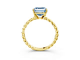 Yellow gold Fancy Blue Asscher  Cut Solitaire Twisted Band with Four-Prong Setting_32