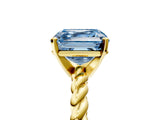 Yellow gold Fancy Blue Asscher  Cut Solitaire Twisted Band with Four-Prong Setting_34