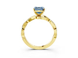 Yellow gold Fancy Blue Asscher Cut Solitaire Twisted Pave Band with Four-Prong Setting_6