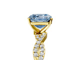 Yellow gold Fancy Blue Asscher Cut Solitaire Twisted Pave Band with Four-Prong Setting_8