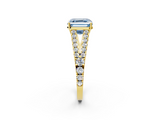 Yellow gold Fancy Blue Asscher  Cut Split Shank Pave Diamond Engagement Ring with Four-Prong Setting_2