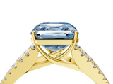 Yellow gold Fancy Blue Asscher  Cut Split Shank Pave Diamond Engagement Ring with Four-Prong Setting_4