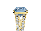 Yellow gold Fancy Blue Asscher  Cut Split Shank Pave Diamond Engagement Ring with Four-Prong Setting_5