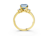 Yellow gold Fancy Blue Asscher  Cut Three-Stone Diamond Pavé Band with Prong Setting_20